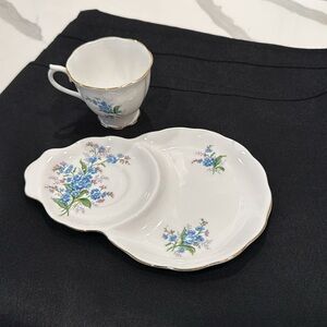 Vintage Royal Albert "forget me not" cup and saucer tennis set, made in England